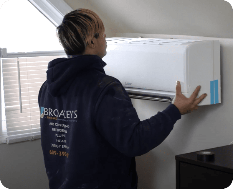 Broadley's Tech installing a Mini-Split ductless system in a home.